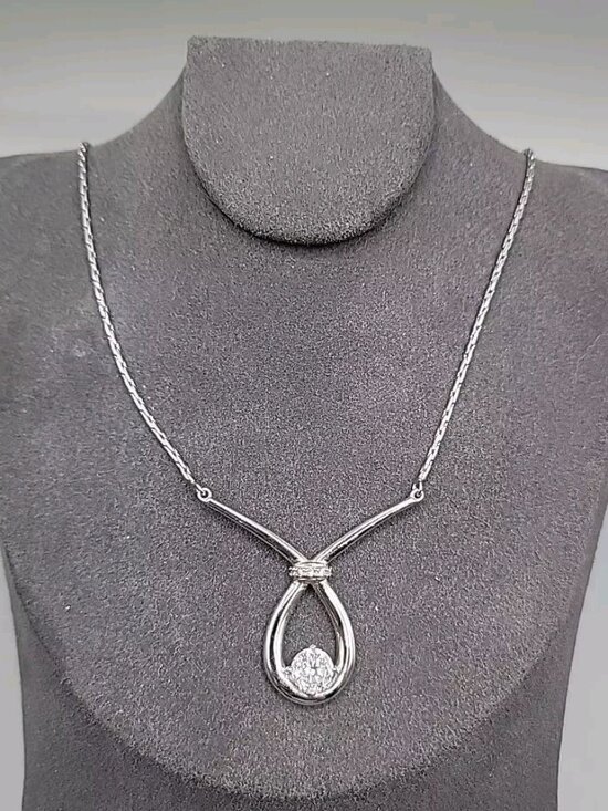 Natasha V Collister Jewelry - NVC Natasha V Collister Sterling Silver CZ Y Drop Necklace 17" Choker